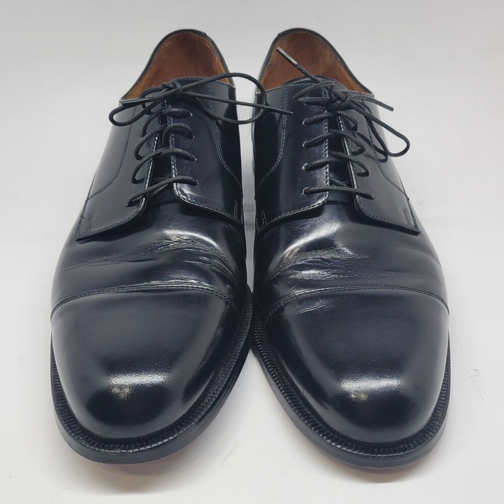 Cole Haan 08330 Mens Black Leather Captoe Derbys Size US 12 D Made In India